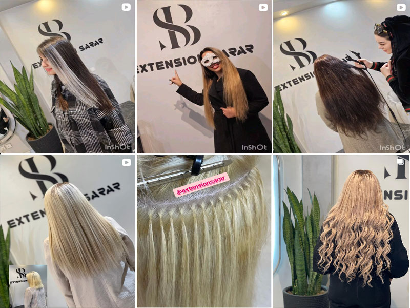 نمونه کار اکستنشن مو سالن اکستنشن مو سارار اصفهان